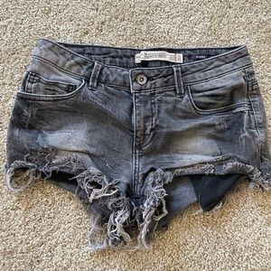 Zara denim grey shorts distressed